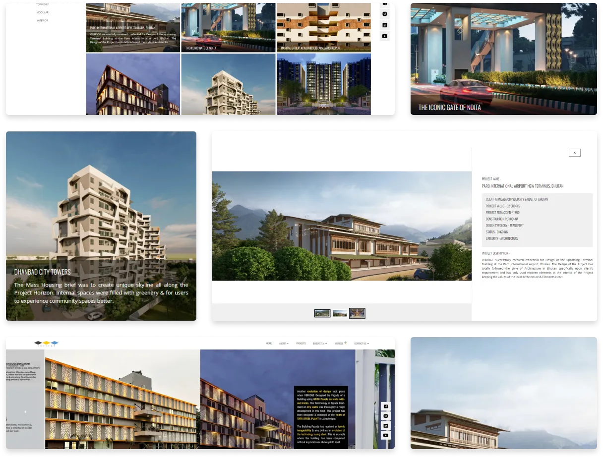 Vbridge Megacorp architecture, interior and landscape design firm website built with React.js by Alienity Technologies